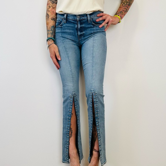 New HUDSON Nico Mid Rise Cigarette Jeans Fron Slits - Picture 5 of 11